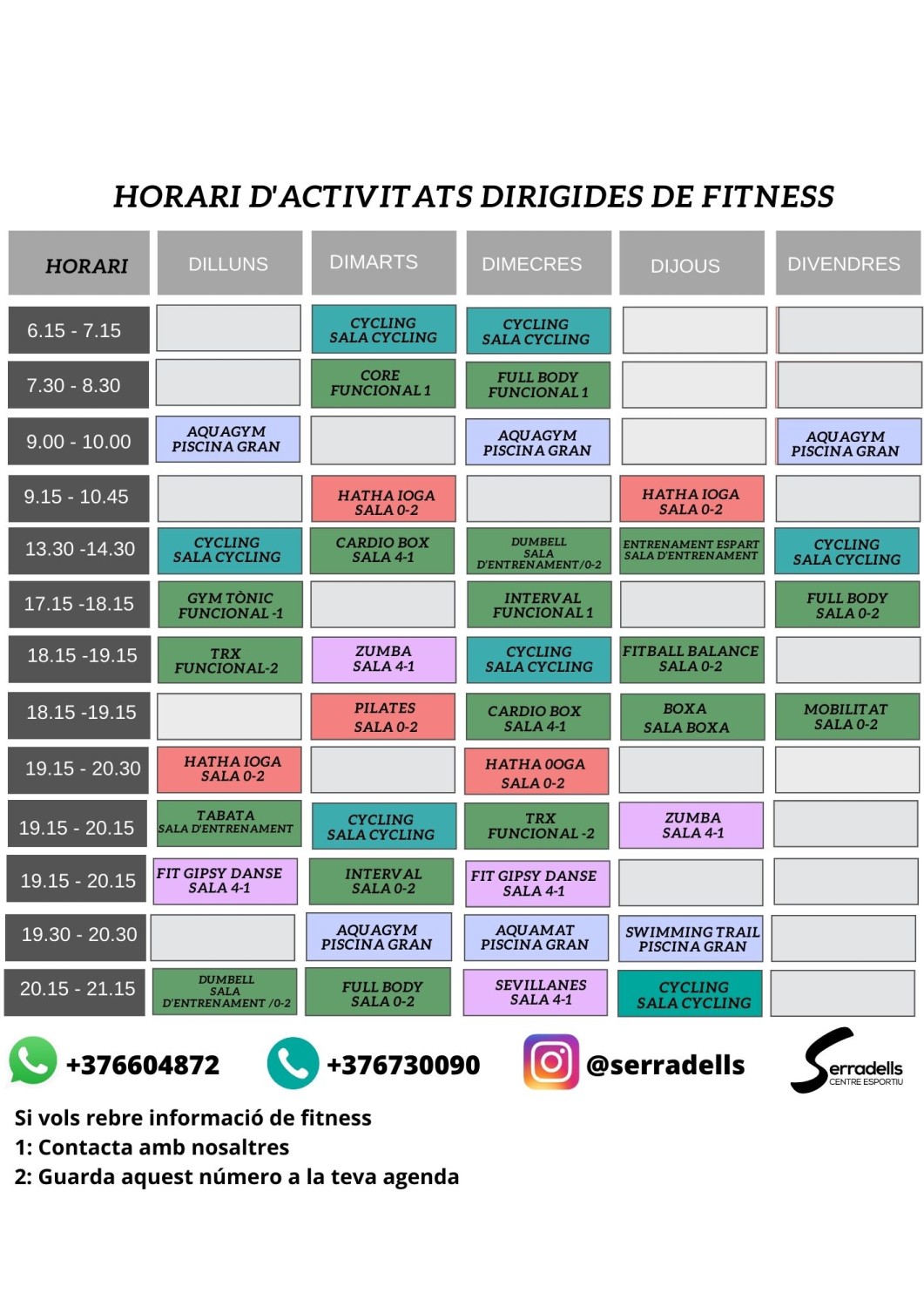 Fitness Serradells Calendari Fitness Esports